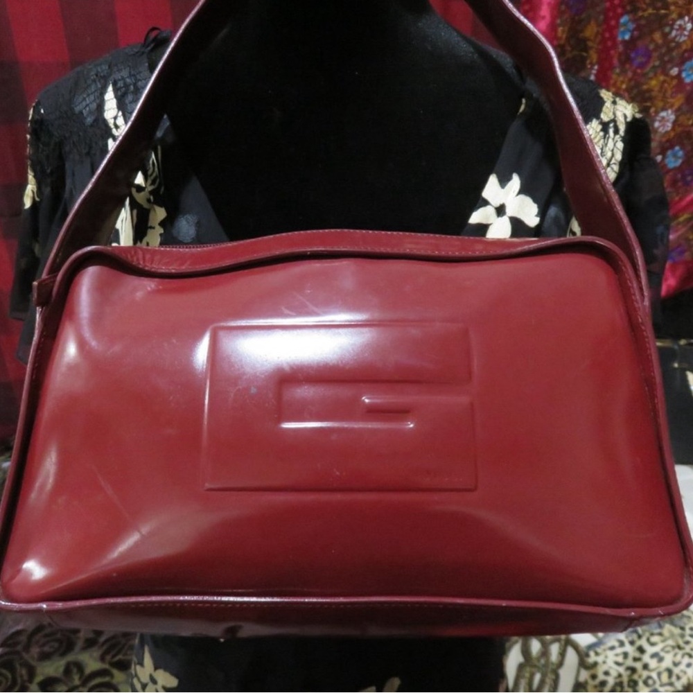 Vintage GUCCI Tom Ford Era Red Italian Patent Leather Handbag